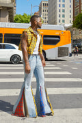Plaid Flared Denims