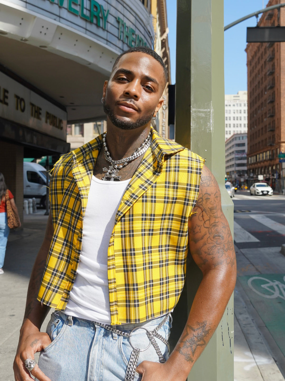 Plaid Flared Denims