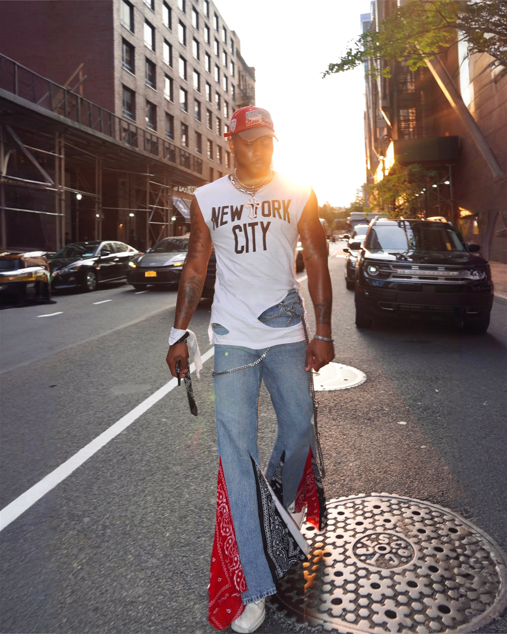 Bandanna Flared Denims