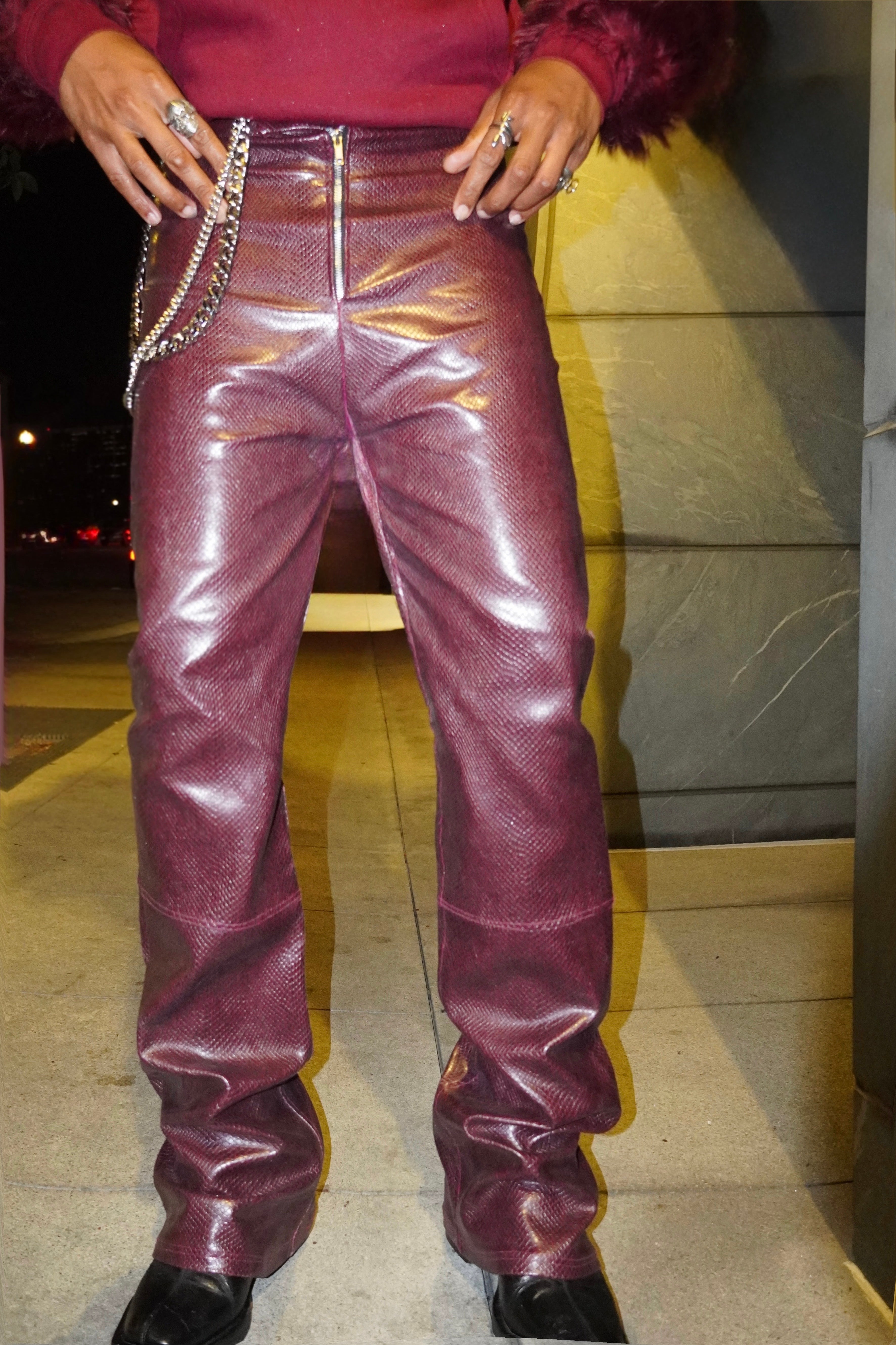 Maroon Leather Pants